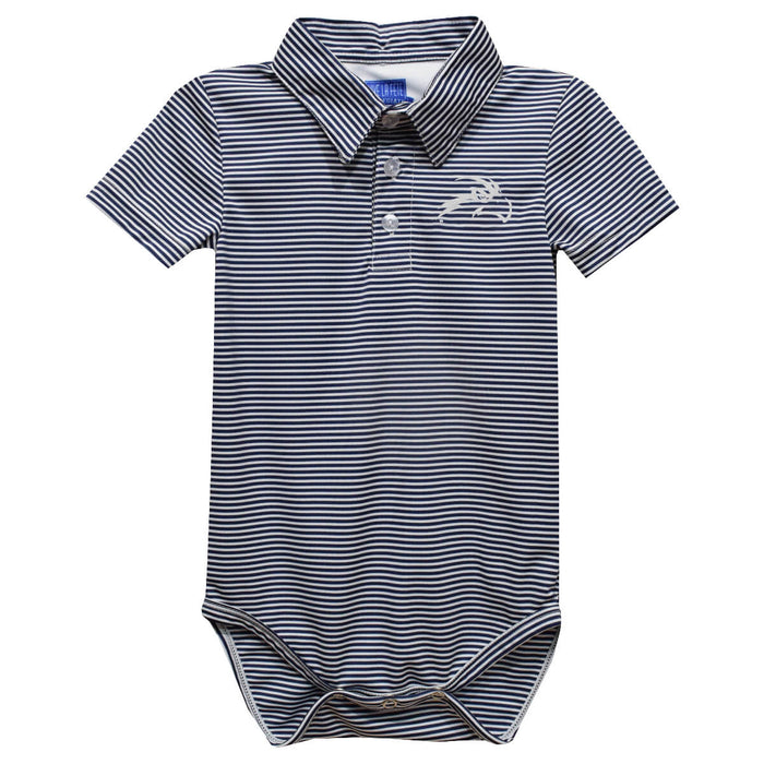 North Florida Ospreys Embroidered Navy Stripe Knit Boys Polo Bodysuit