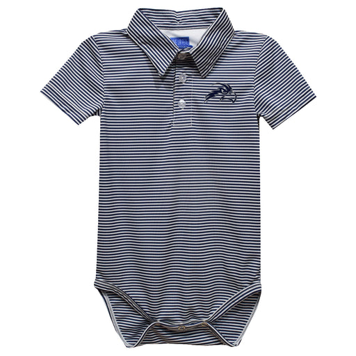 North Florida Ospreys Embroidered Navy Stripe Knit Polo Onesie
