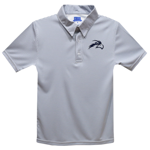 North Florida Ospreys Embroidered Gray Stripes Short Sleeve Polo Box Shirt