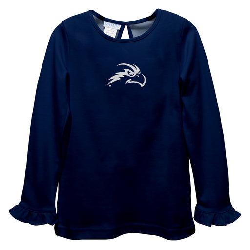 North Florida Ospreys Embroidered Navy Knit Long Sleeve Girls Blouse
