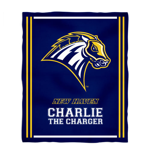 University of New Haven Chargers Vive La Fete Kids Game Day Blue Plush Soft Minky Blanket 36 x 48 Mascot