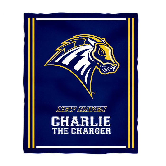 University of New Haven Chargers Vive La Fete Kids Game Day Blue Plush Soft Minky Blanket 36 x 48 Mascot