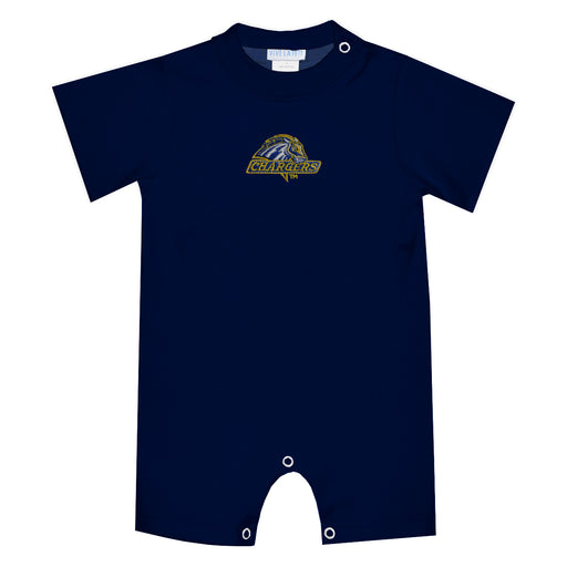 University of New Haven Chargers Embroidered Navy Knit Short Sleeve Boys Romper