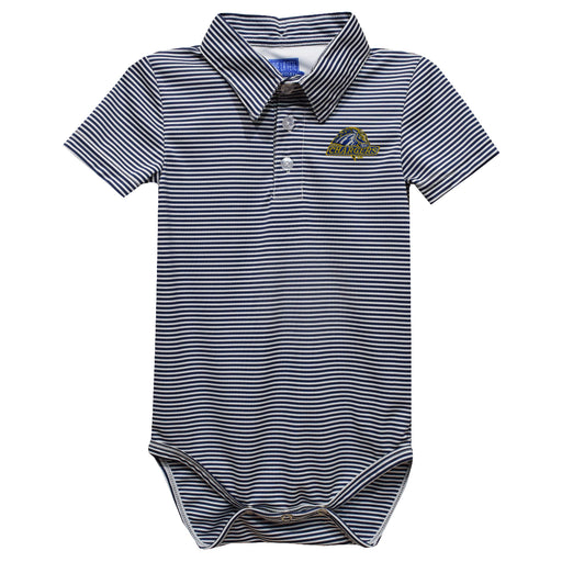 University of New Haven Chargers Embroidered Navy Stripe Knit Polo Onesie