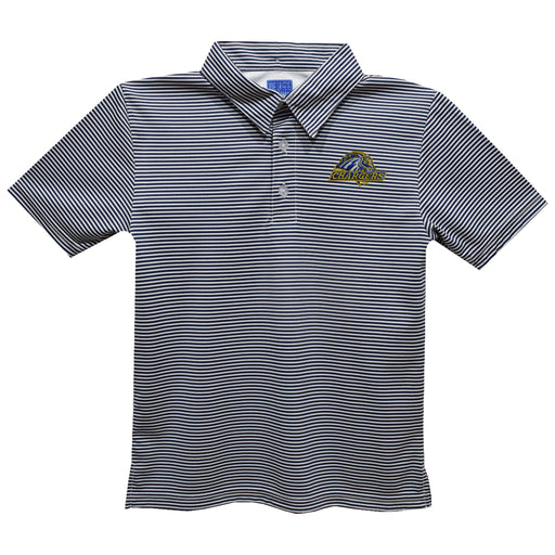 University of New Haven Chargers Embroidered Navy Stripes Short Sleeve Polo Box Shirt