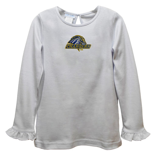 University of New Haven Chargers Embroidered White Knit Long Sleeve Girls Blouse