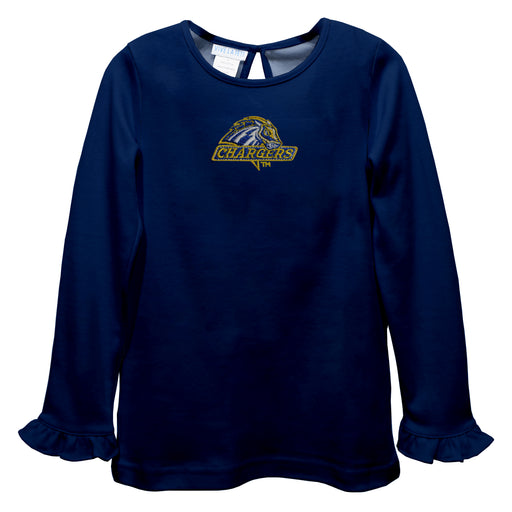 University of New Haven Chargers Embroidered Navy Knit Long Sleeve Girls Blouse