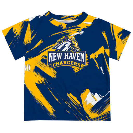 University of New Haven Chargers Vive La Fete Boys Game Day Blue Short Sleeve Tee Paint Brush