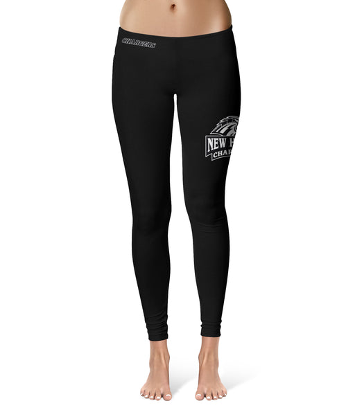 New Haven Chargers Vive La Fete Game Day Collegiate Large Logo on Thigh Women Black Yoga Leggings 2.5 Waist Tights