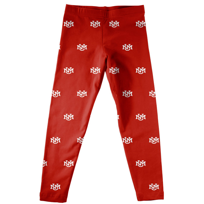 New Mexico Lobos Vive La Fete Girls Game Day All Over Logo Elastic Waist Classic Play Red Leggings Tights