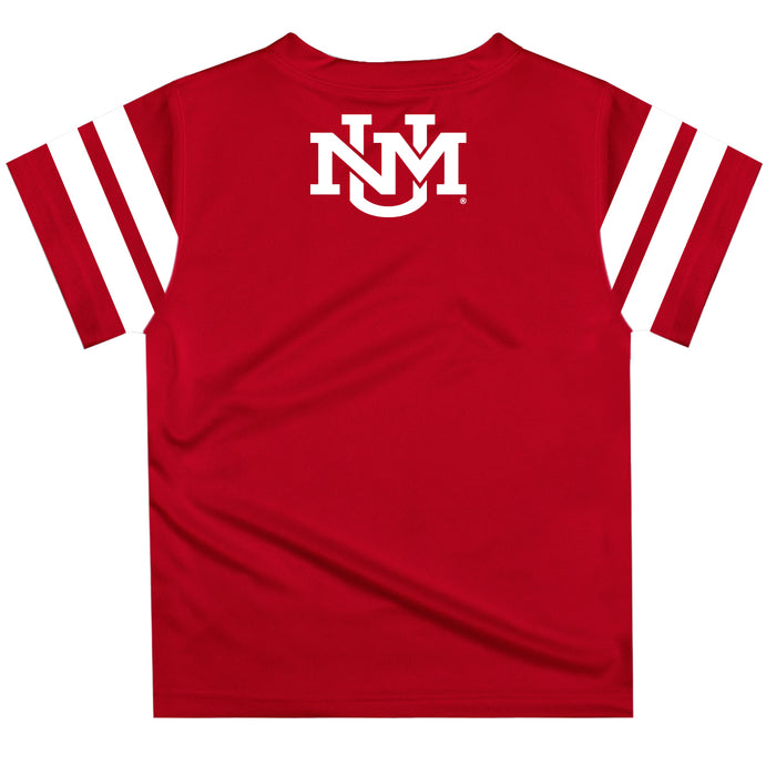 New Mexico Lobos Vive La Fete Boys Game Day Red Short Sleeve Tee with Stripes on Sleeves - Vive La Fête - Online Apparel Store