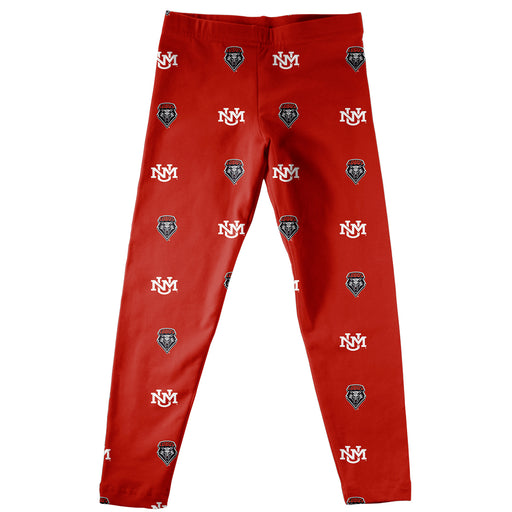 New Mexico Lobos Vive La Fete Girls Game Day All Over Logo Elastic Waist Classic Play Red Leggings Tights - Vive La Fête - Online Apparel Store