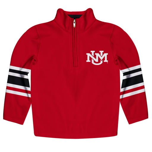 New Mexico Lobos UNM Vive La Fete Game Day Red Quarter Zip Pullover Stripes on Sleeves - Vive La Fête - Online Apparel Store
