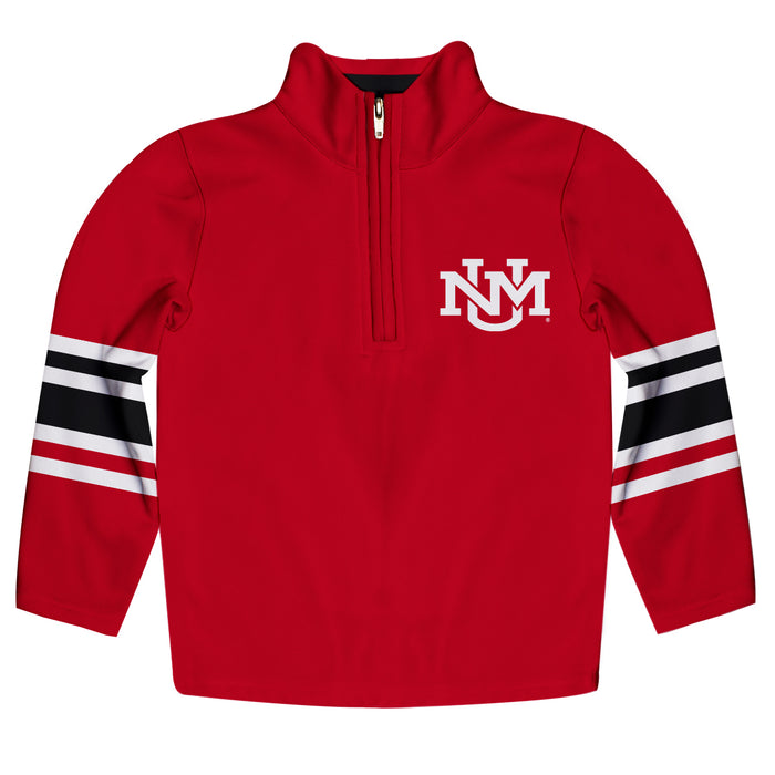 New Mexico Lobos UNM Vive La Fete Game Day Red Quarter Zip Pullover Stripes on Sleeves - Vive La Fête - Online Apparel Store