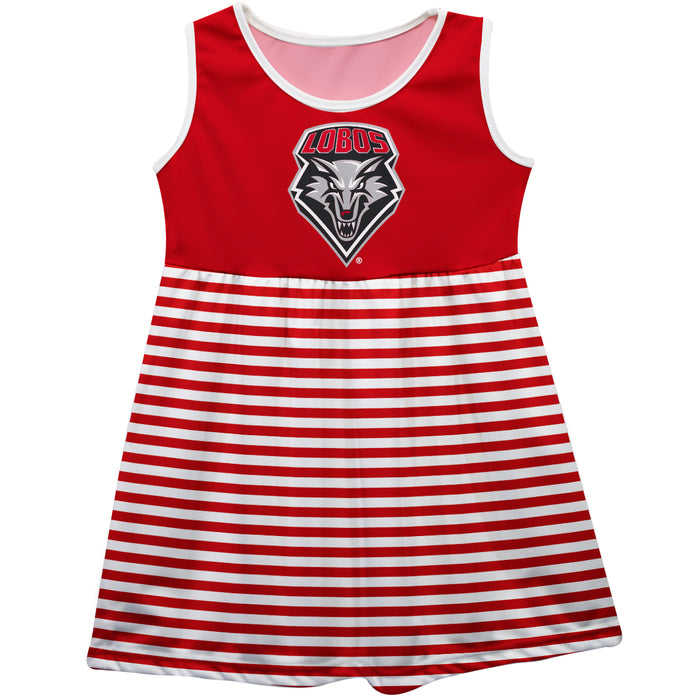 New Mexico Lobos UNM Vive La Fete Girls Game Day Sleeveless Tank Dress Solid Red Logo Stripes on Skirt - Vive La Fête - Online Apparel Store