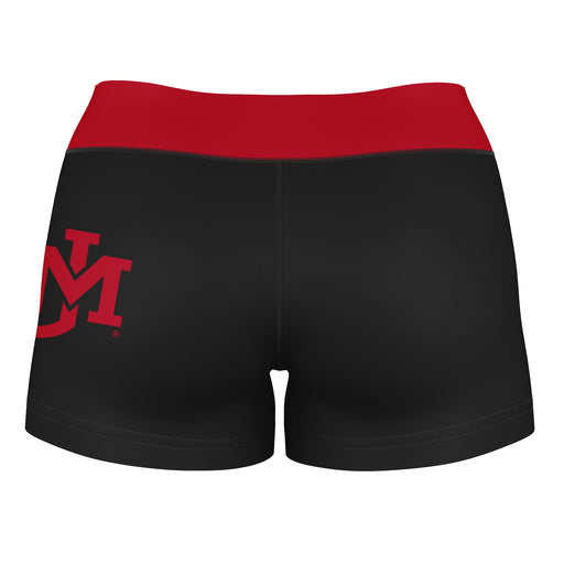 New Mexico Lobos Vive La Fete Logo on Thigh and Waistband Black and Red Women Yoga Booty Workout Shorts 3.75 Inseam" - Vive La Fête - Online Apparel Store