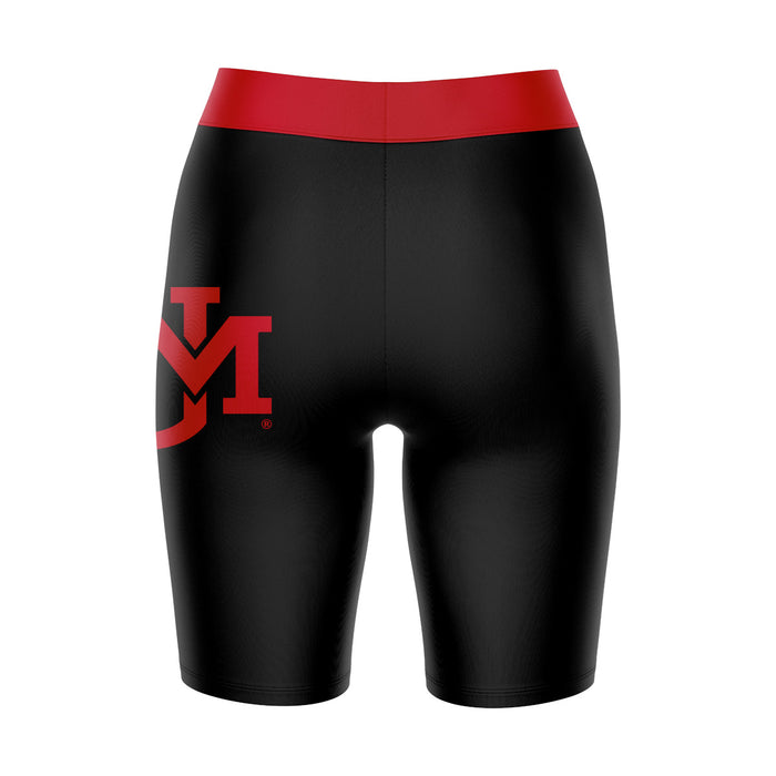 New Mexico Lobos Vive La Fete Game Day Logo on Thigh and Waistband Black and Red Women Bike Short 9 Inseam" - Vive La Fête - Online Apparel Store
