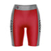 New Mexico Lobos UNM Vive La Fete Game Day Logo on Waistband and Gray Stripes Red Women Bike Short 9 Inseam