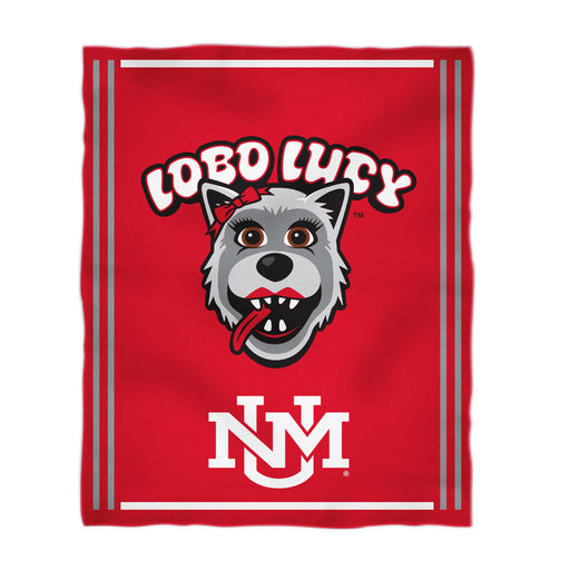 New Mexico Lobos UNM Vive La Fete Kids Game Day Red Plush Soft Minky Blanket 36 x 48 Mascot