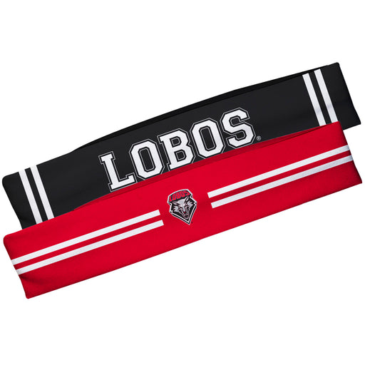 New Mexico Lobos Vive La Fete Girls Women Game Day Set of 2 Stretch Headbands Headbands Logo Red and Name Black