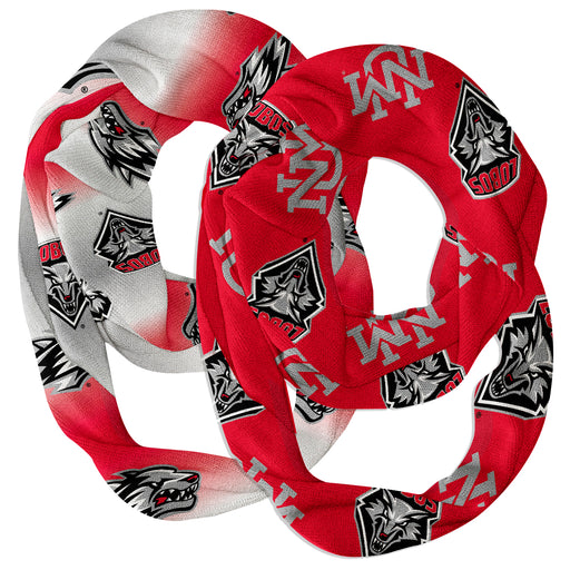New Mexico Lobos Vive La Fete All Over Logo Game Day Collegiate Women Set of 2 Light Weight Ultra Soft Infinity Scarfs