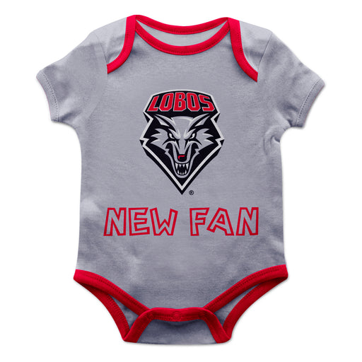 New Mexico Lobos Vive La Fete Infant Game Day Gray Short Sleeve Onesie New Fan Logo and Mascot Bodysuit