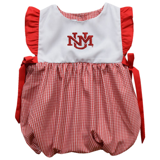 New Mexico Lobos UNM Embroidered Red Cardinal Gingham Girls Bubble