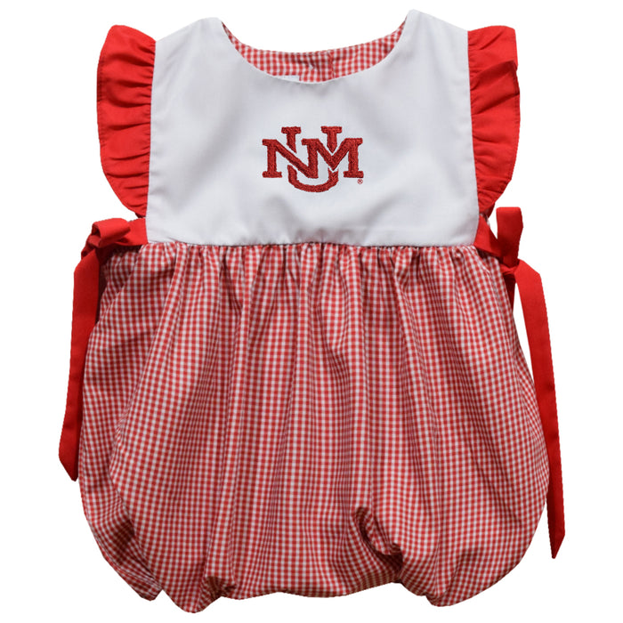New Mexico Lobos UNM Embroidered Red Cardinal Gingham Girls Bubble