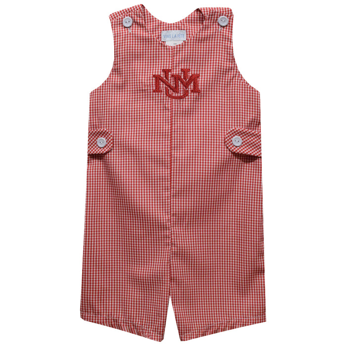 New Mexico Lobos UNM Embroidered Red Cardinal Gingham Boys Jon Jon