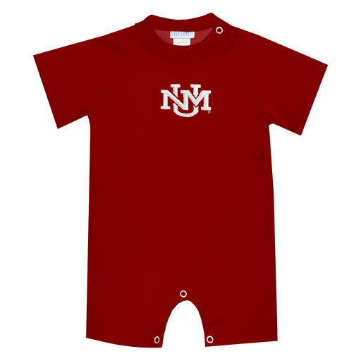 New Mexico Lobos UNM Embroidered Red Knit Short Sleeve Boys Romper
