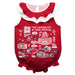 New Mexico Lobos UNM  Red Hand Sketched Vive La Fete Impressions Artwork Sleeveless Ruffle Onesie Bodysuit