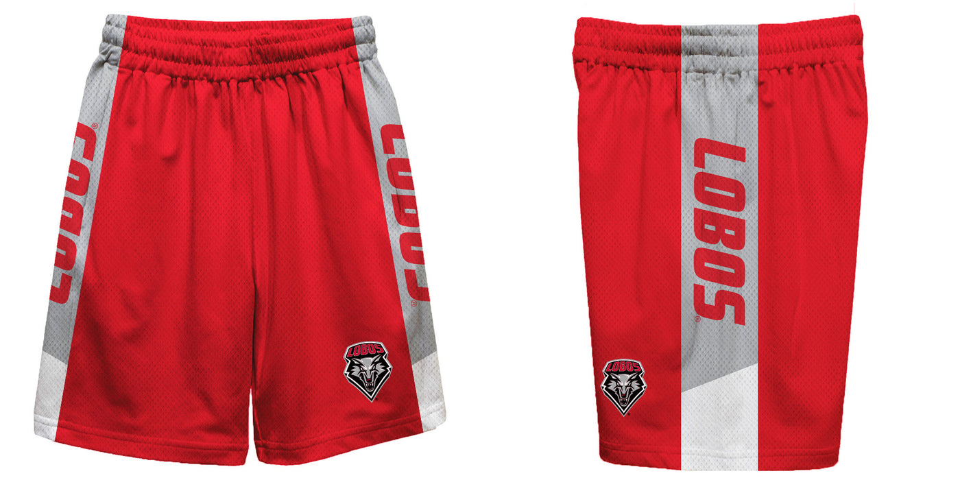 New Mexico Lobos Vive La Fete Game Day Red Stripes Boys Solid Gray Athletic Mesh Short - Vive La Fête - Online Apparel Store