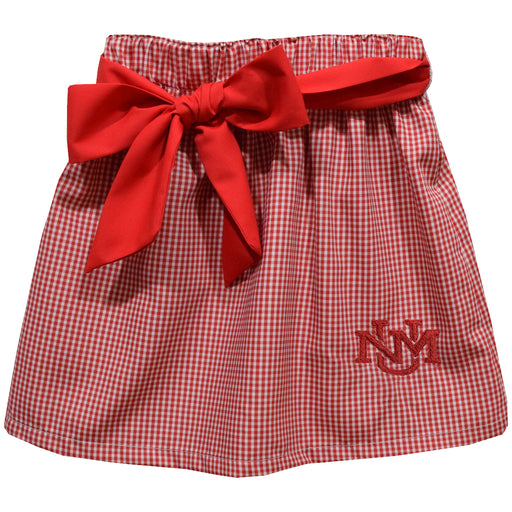 New Mexico Lobos UNM Embroidered Red Cardinal Gingham Skirt with Sash