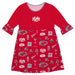 New Mexico Lobos UNM 3/4 Sleeve Solid Red Repeat Print Hand Sketched Vive La Fete Impressions Artwork on Skirt
