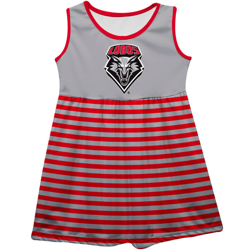 New Mexico Lobos Vive La Fete Girls Game Day Sleeveless Tank Dress Solid Gray Logo Stripes on Skirt