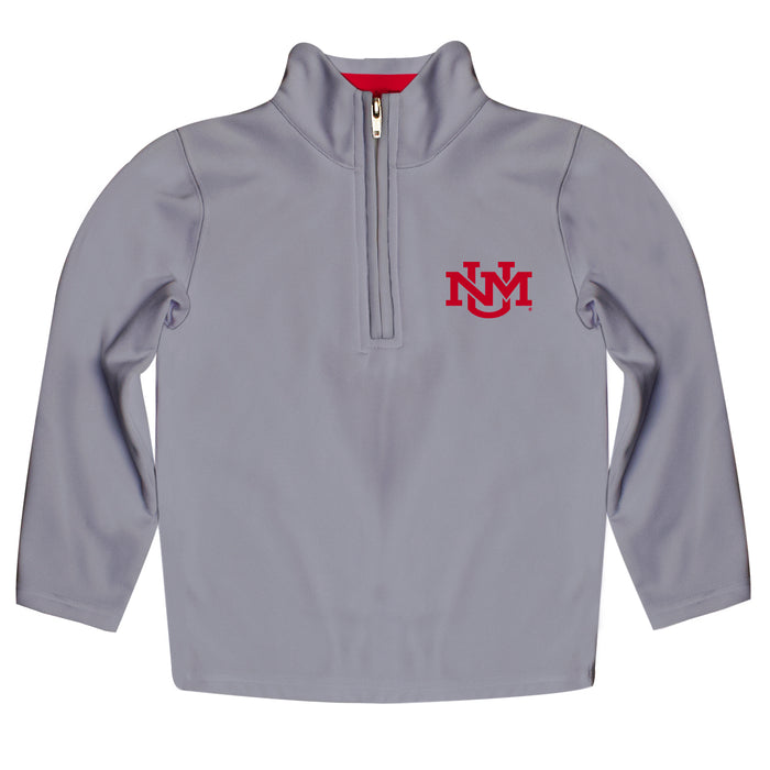 New Mexico Lobos Vive La Fete Game Day Solid Gray Quarter Zip Pullover Sleeves