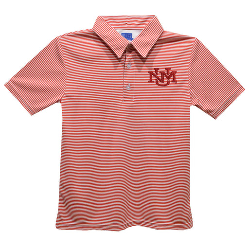 New Mexico Lobos UNM Embroidered Red Cardinal Stripes Short Sleeve Polo Box Shirt