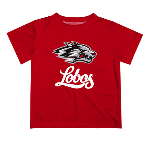 New Mexico Lobos Vive La Fete Script V1 Red Short Sleeve Tee Shirt