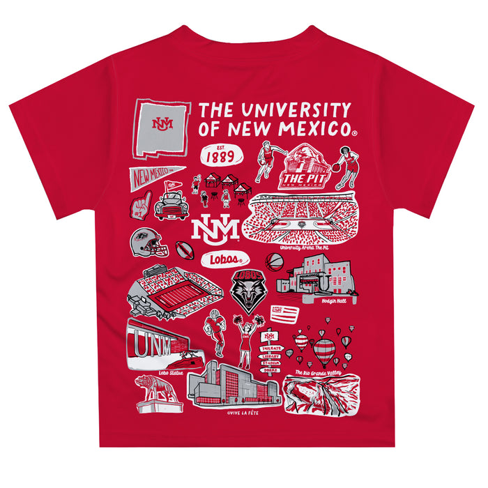 New Mexico Lobos UNM Hand Sketched Vive La Fete Impressions Artwork Boys Gray Short Sleeve Tee Shirt - Vive La Fête - Online Apparel Store