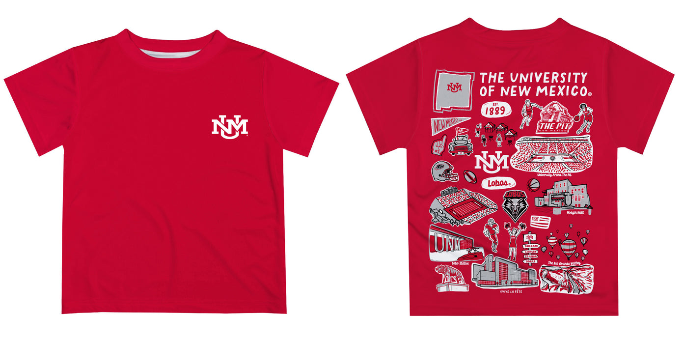 New Mexico Lobos UNM Hand Sketched Vive La Fete Impressions Artwork Boys Gray Short Sleeve Tee Shirt - Vive La Fête - Online Apparel Store