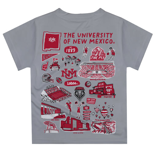 New Mexico Lobos UNM Hand Sketched Vive La Fete Impressions Artwork Boys Gray Short Sleeve Tee Shirt - Vive La Fête - Online Apparel Store