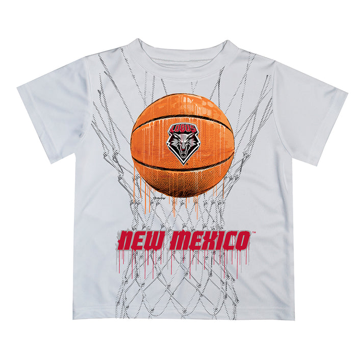 New Mexico Lobos Original Dripping Basketball White T-Shirt by Vive La Fete