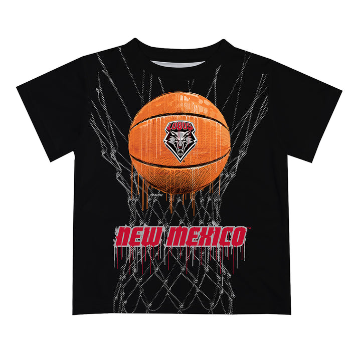 New Mexico Lobos Original Dripping Basketball Black T-Shirt by Vive La Fete