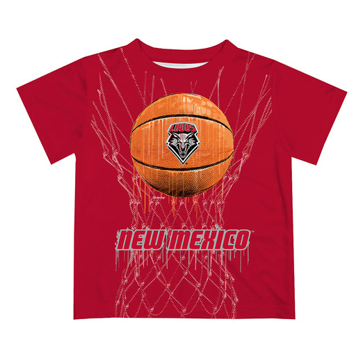 New Mexico Lobos Original Dripping Basketball Red T-Shirt by Vive La Fete