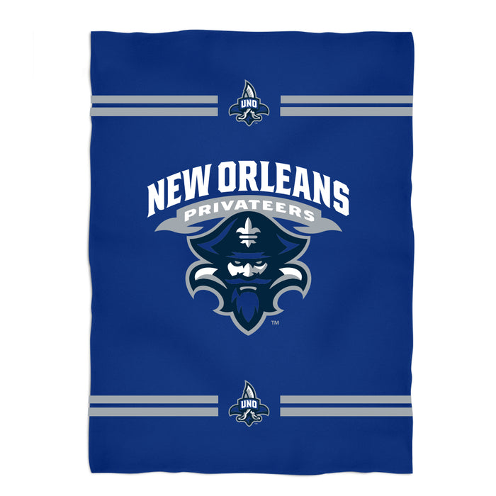 New Orleans Privateers UNO Vive La Fete Game Day Soft Premium Fleece Blue Throw Blanket 40" x 58” Logo and Stripes - Vive La Fête - Online Apparel Store