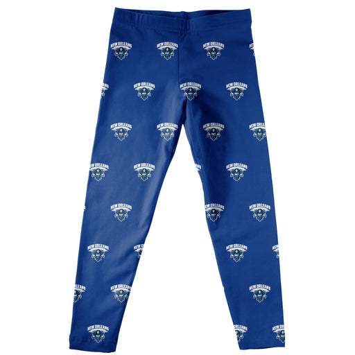 University of New Orleans Privateers UNO Girls Game Day All Over Logo Elastic Waist Classic Play Blue Leggings Tights - Vive La Fête - Online Apparel Store
