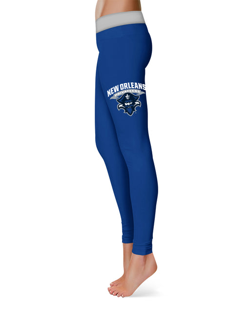 New Orleans Privateers UNO Vive La Fete Game Day Collegiate Logo on Thigh Blue Women Yoga Leggings 2.5 Waist Tights" - Vive La Fête - Online Apparel Store