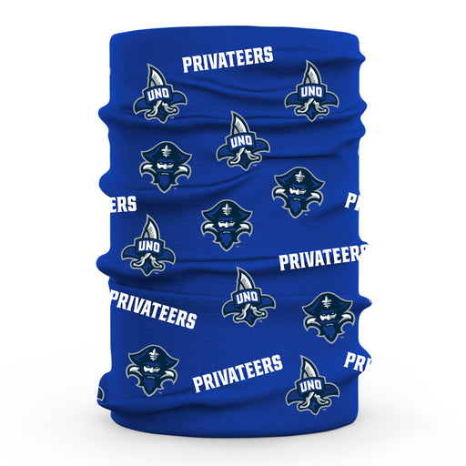University of New Orleans Privateers UNO Vive La Fete All Over Logo Collegiate Face Cover Soft 4-Way Stretch Neck Gaiter - Vive La Fête - Online Apparel Store