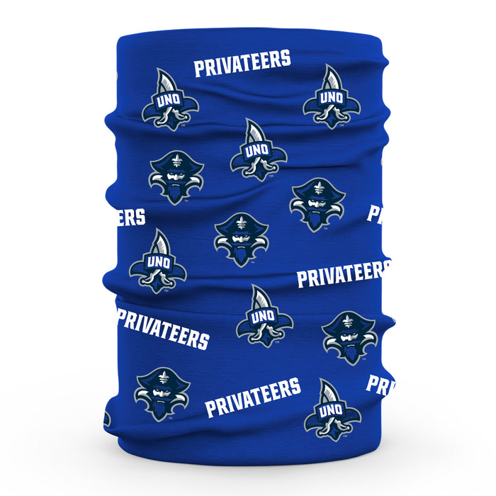 University of New Orleans Privateers UNO Vive La Fete All Over Logo Collegiate Face Cover Soft 4-Way Stretch Neck Gaiter - Vive La Fête - Online Apparel Store