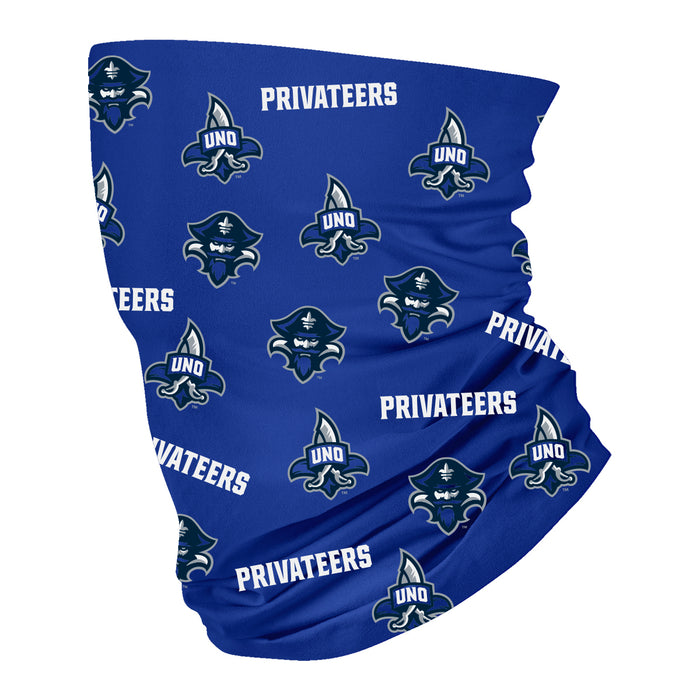University of New Orleans Privateers UNO Vive La Fete All Over Logo Collegiate Face Cover Soft 4-Way Stretch Neck Gaiter - Vive La Fête - Online Apparel Store